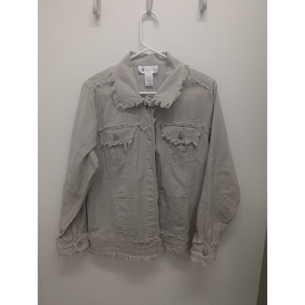 Pink Pineapple Large Linen Cotton Raw Edge Button Up Light punk y2k grunge pop